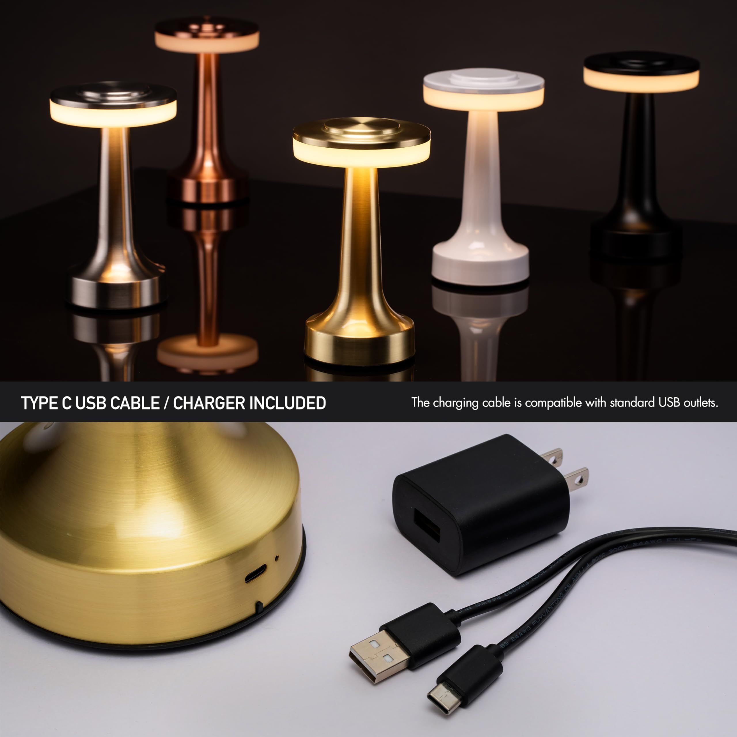 Portable Table Lamp with Touch Sensor, Brightness, Rechargeable Battery Up to Usage, Night Light for Kids Nursery β image 3