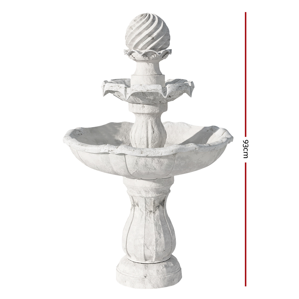 Gardeon Solar Water Feature 3-Tier Fountain with Pump Kit Bird Bath 93CM Ivory โ image 2