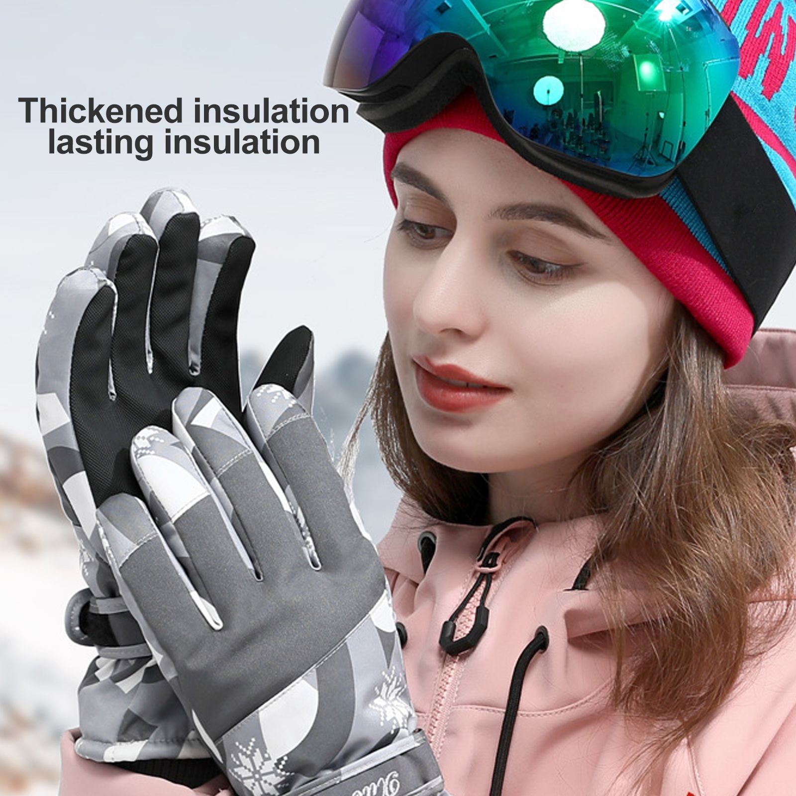 Ski Gloves Autumn and Winter Warm Cycling Gloves Girls Outdoor Windproof Waterproof Touch Screen Gloves โ image 2