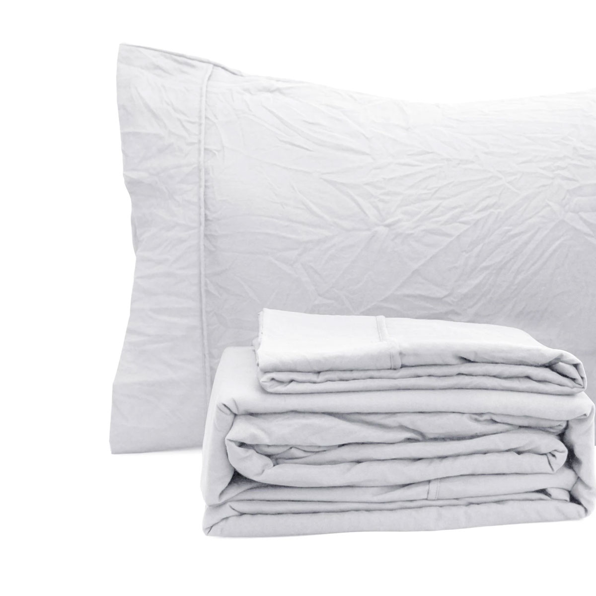 Ramesses White Pebble Wash Linen Look Alternative Sheet Set Single โ image 3