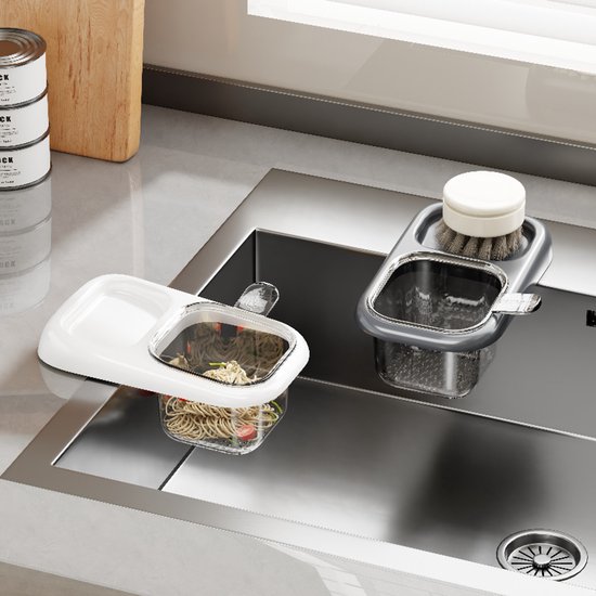 Sink Strainer & Drip Rack - With Suction Cup & Removable Strainer Tray - For Vegetables & Food Waste - Black โ image 2
