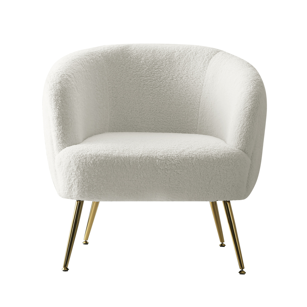 Artiss Armchair Lounge Chair Accent Chairs Armchairs Sherpa Boucle Sofa White โ image 3
