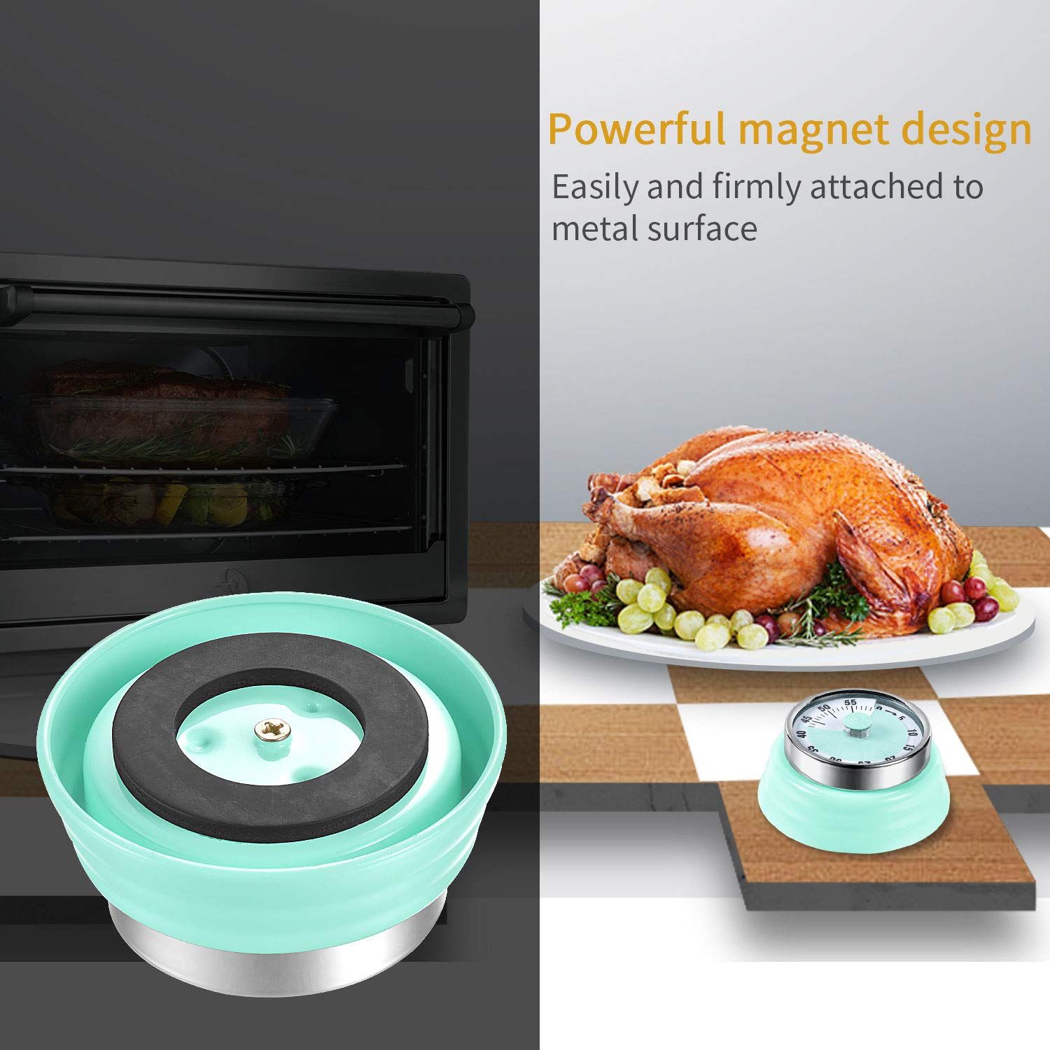 Kitchen Timer, Kitchen Countdown Cooking Timer Reminder, No Battery Required Magnetic Mechanical Timer Time Management — image 3