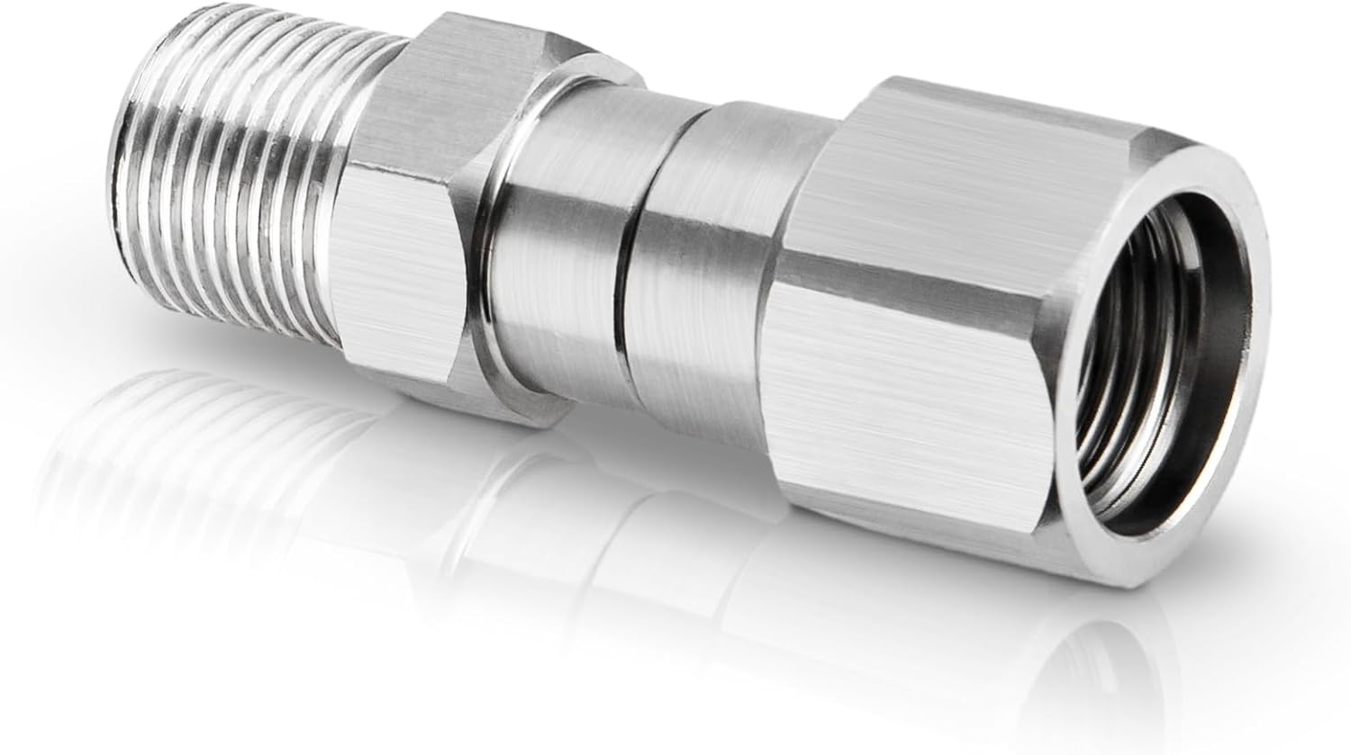 Pressure Washer Swivel Fitting, 3/8" NPT Thread Fittings, 3/8” Male to Female Adapter, Stainless Steel 360 Degree Swivel Connector for Pressure Washer Gun &