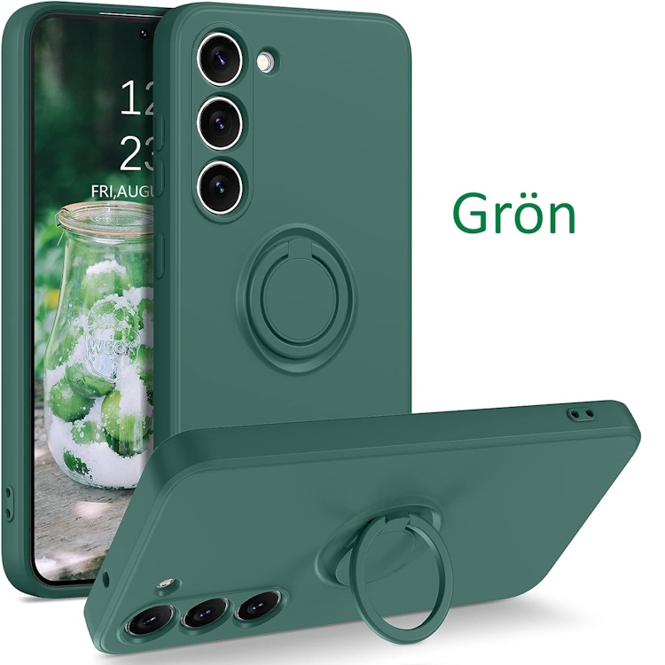 Samsung S23 - Choose Color Silicone Case Magnetic Ring Holder Green โ image 2