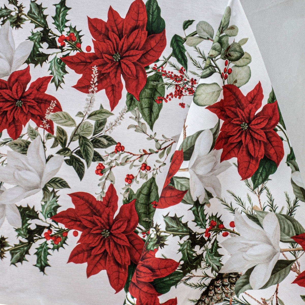 100% Cotton Ashdene Poinsettia Festive Christmas Holiday Tablecloth 150 x 230 cm โ image 4