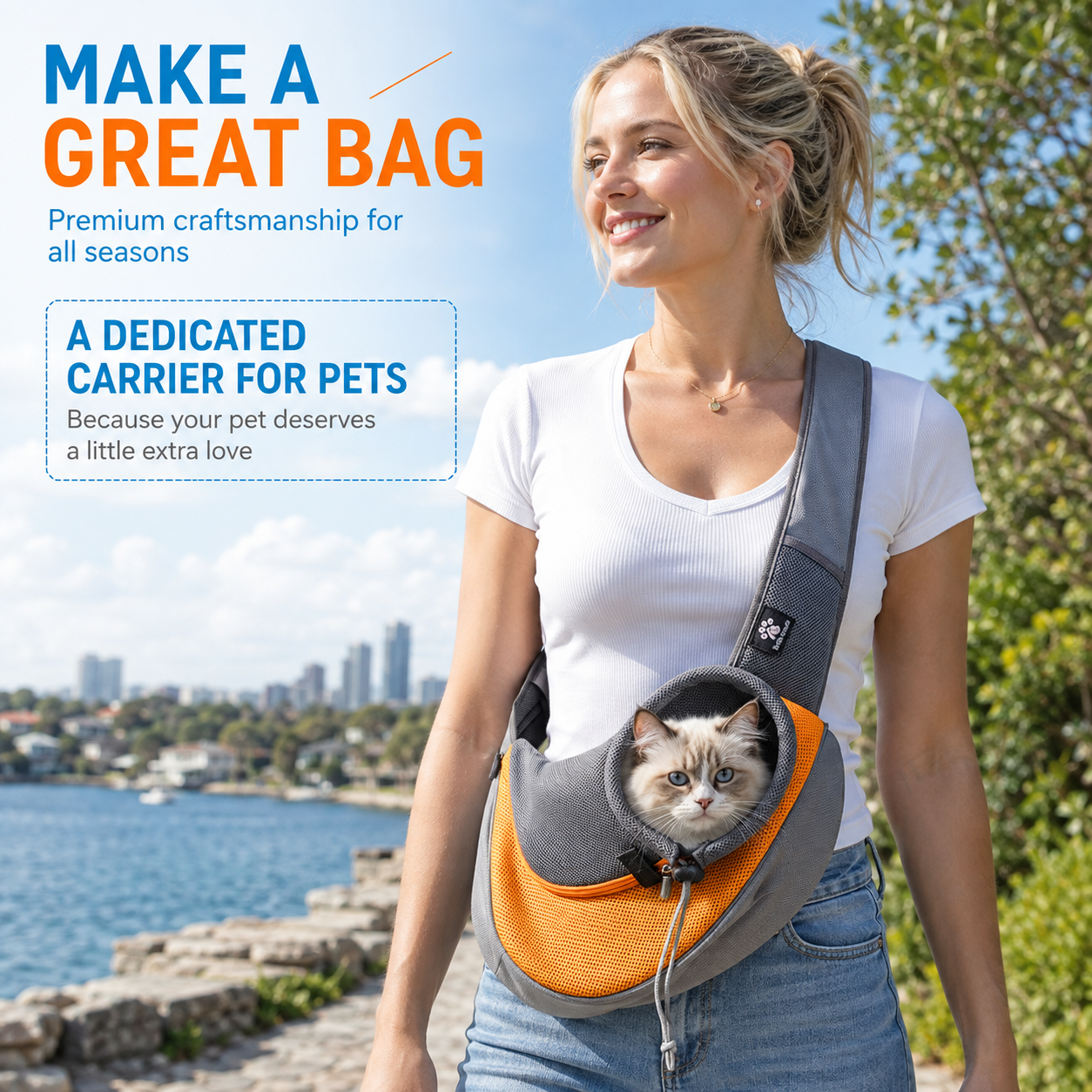 Sling Pet Carrier Bag for Small Cats and Dogs, Breathable Mesh Travel Shoulder Bag with Adjustable Strap, Convenient Hands-Free Walking Companion for — image 6
