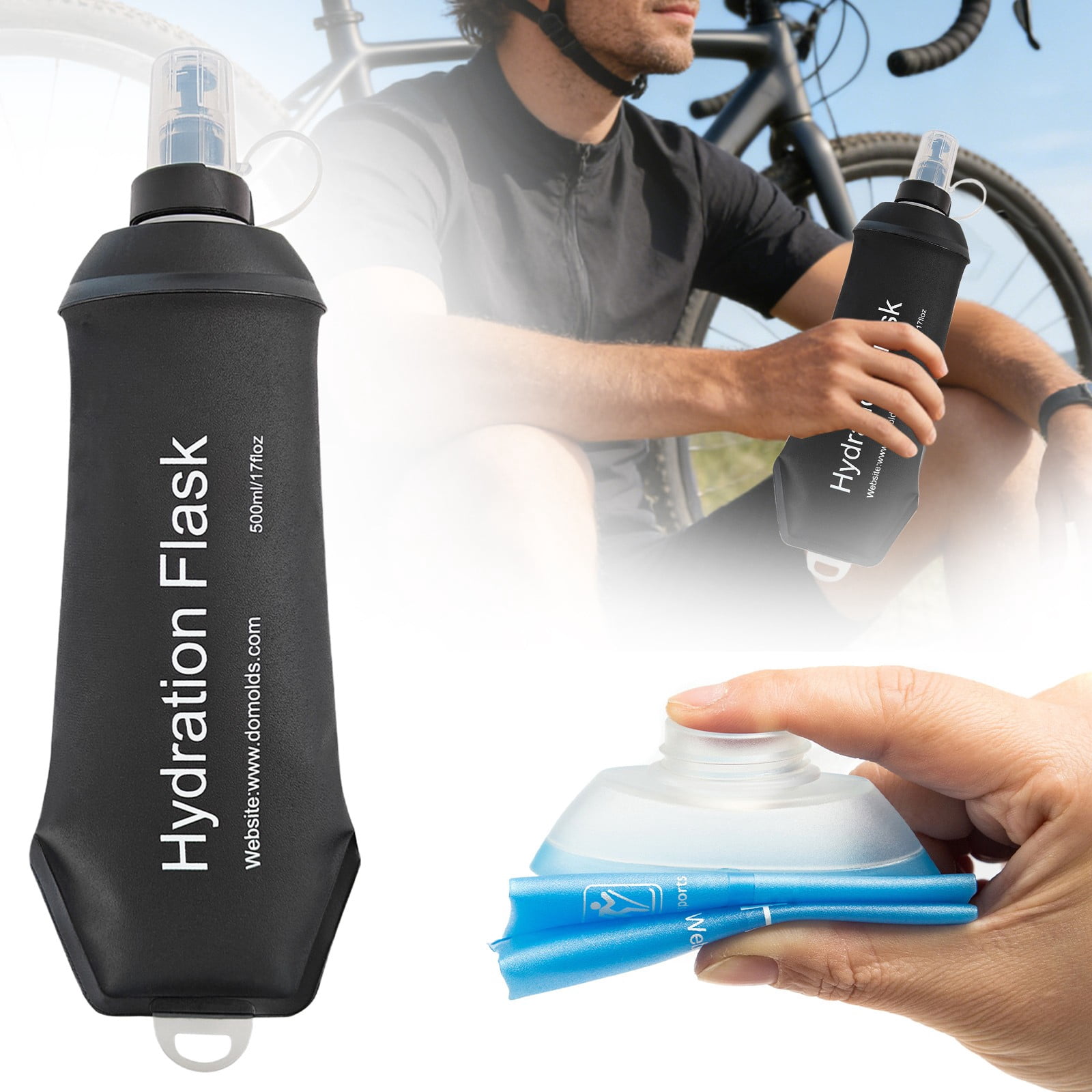 150ml Soft Flask,Light Tpu Foldable Soft Water Bottle Leak Proof Hydration Flask,Soft Water Bottle Running for Running Hiking Cycling Camping Portable Travel — image 2