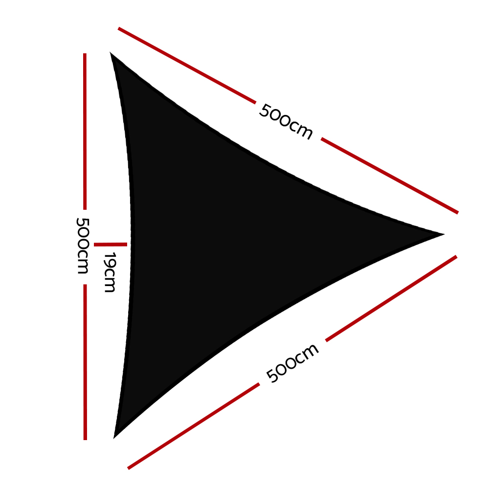 Instahut Shade Sail 5x5x5m Triangle 280GSM 98% Black Shade Cloth โ image 2