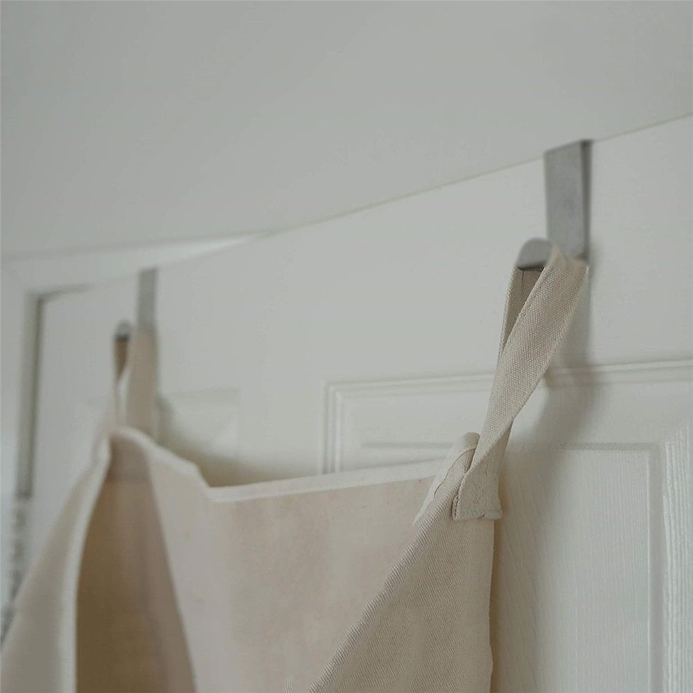 Hanging Laundry Hamper with Over Door Hook, Durable Space Saving Laundry Bag with Zipper and Wide Open Top, Hanging Dorm Laundry Hamper (Beige) — image 4