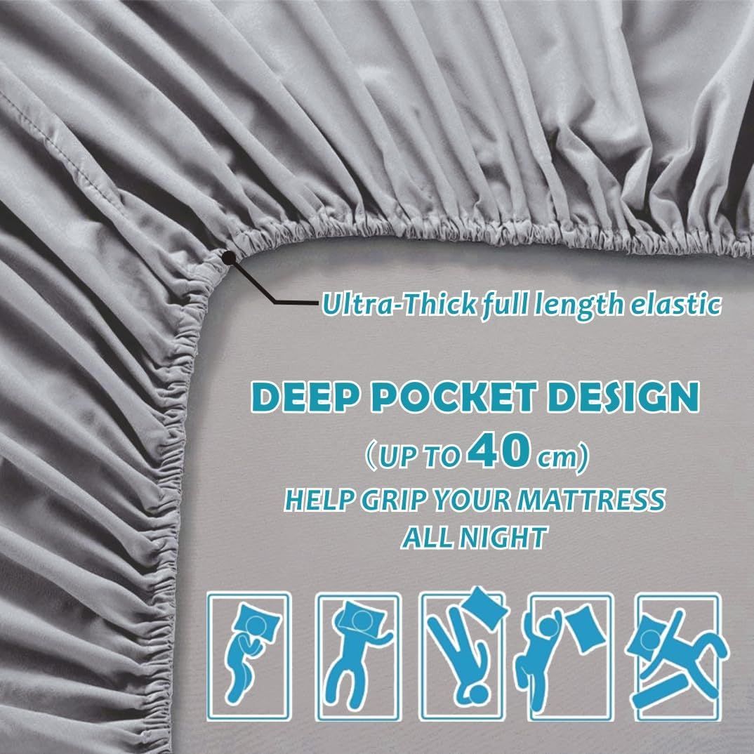 Hotel Quality Fitted Sheet - 1 Piece Fitted Sheet -Breathable Bedding - Wrinkle, Fade, Stain Resistant- 16inch/40cm Deep Pocket Fitted Bed Sheet-Wrinkle and — image 3