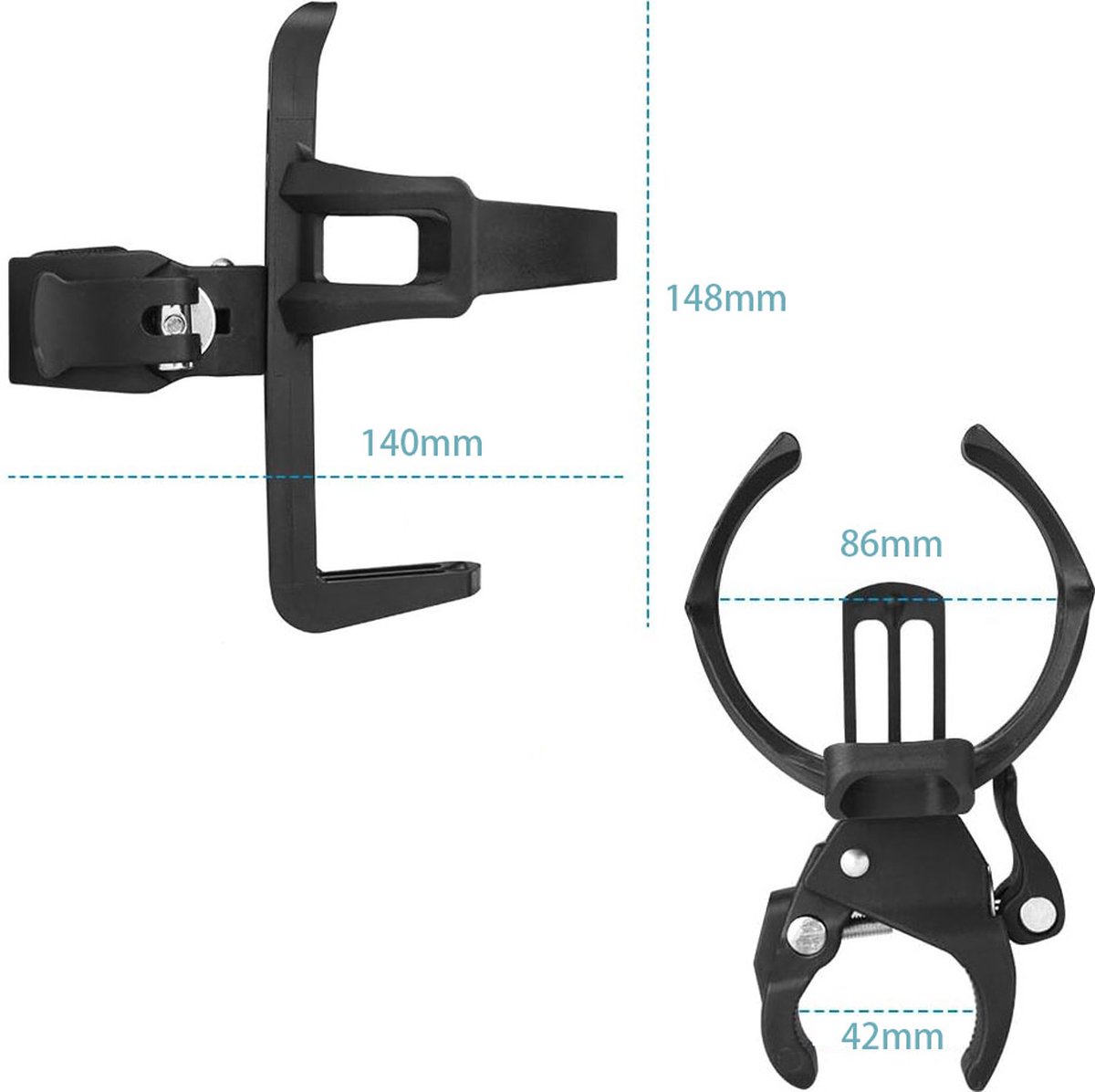 Bicycle Cup Holder - Bicycle Bottle Holder with Clamp - Universal Stroller Cup Holder - Buggy Cup Holder - Can Holder - Stroller Cup Holder - Wheelchair Cup — image 5