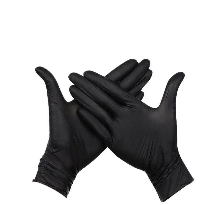 Thick Black Nitrile Gloves Industrial Mechanic Tattoo Tradie Rubber Protection - XL