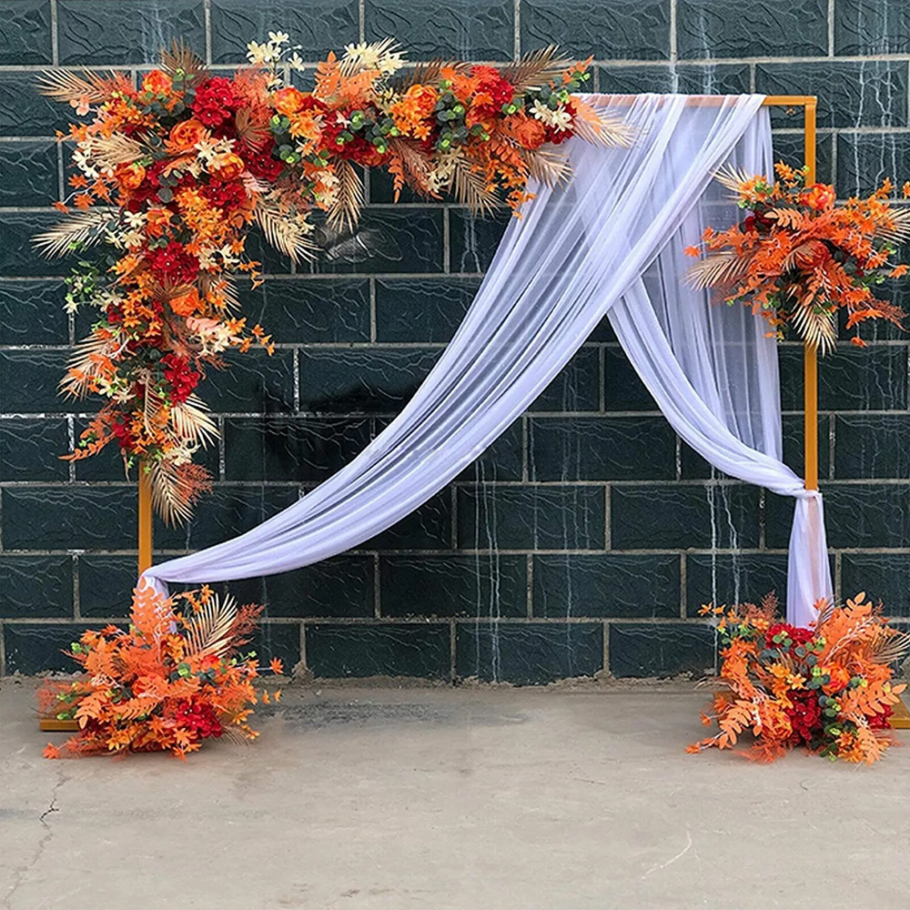 Golden Square Wedding Arch Adjustable 1M-2M Flower Rack Backdrop Stand Balloon Arch Stand for Wedding Birthday Party Garden Ceremony Decoration — image 3