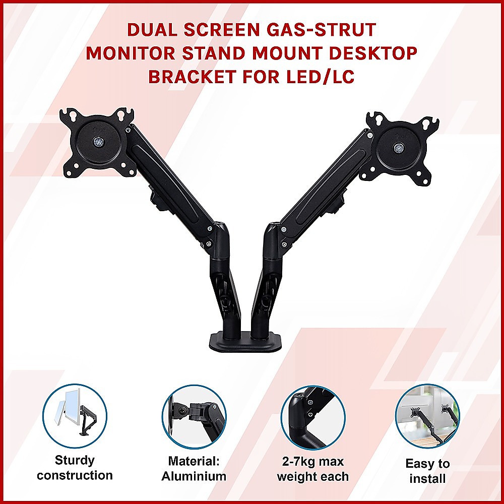 Dual Screen Gas-strut Monitor Stand Mount Desktop Bracket for LED/LC โ image 3