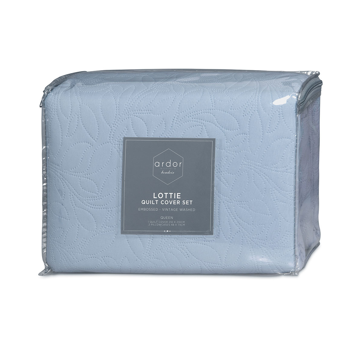 Ardor Lottie Bluebell Pinsonic Embossed Quilt Cover Set Queen — image 5