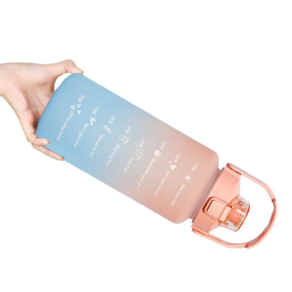 3-Piece Set Gradual-Color Motivational Water Bottles Set Sports Drinking Bottle with Time Markings Pink — image 6