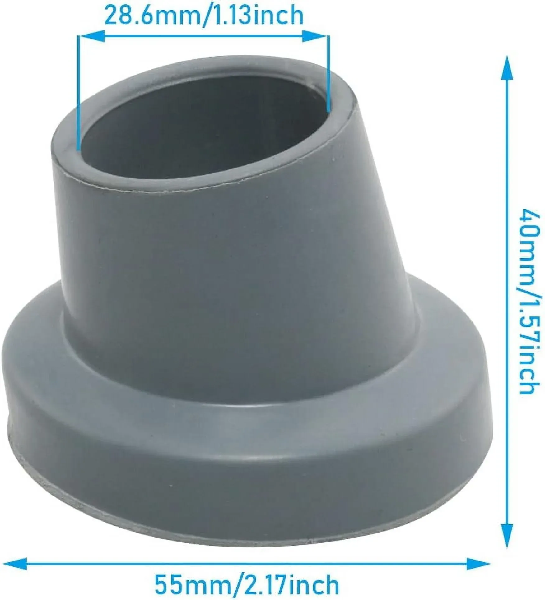 Shower Chair Rubber Tips 4 Pack, Non Slip Slope Replacement Feet Pads Floor Protectors for Tub Transfer Bench, 1 1/8 Inch ID Gray — image 2