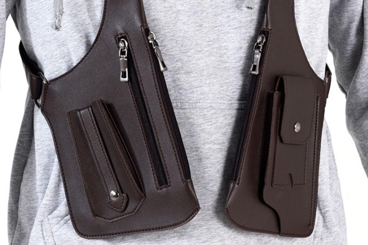 Outdoor Double Shoulder Armpit Bag with Multiple Pockets - Brown โ image 6