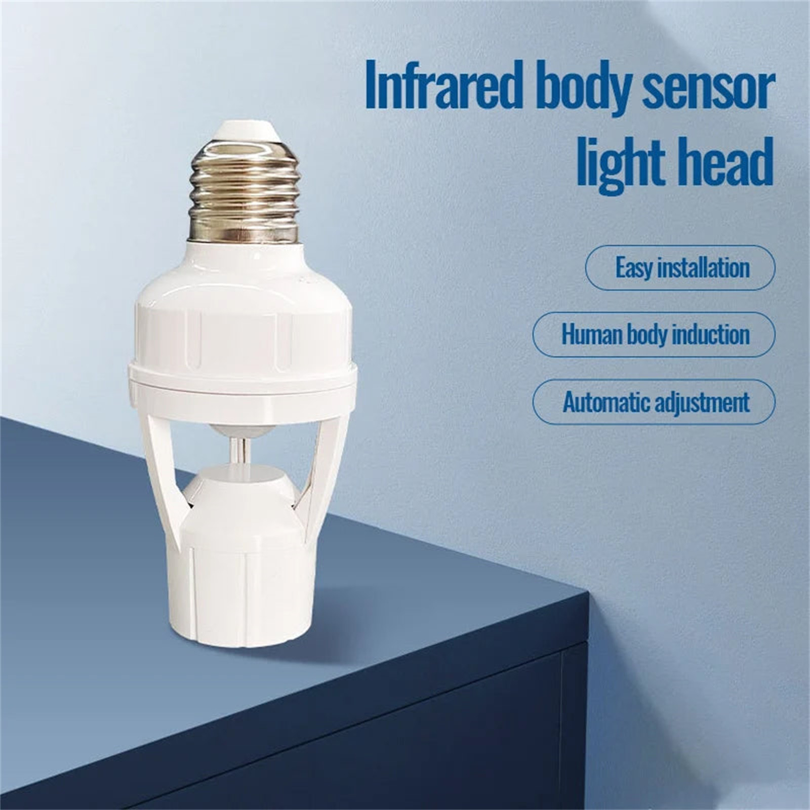 E27 Screw Motion Sensor Light Socket with Infrared Detection,Automatic On/Off for Stairs and Hallways,Easy Installation No Wiring,360-Direction Sensing for — image 6
