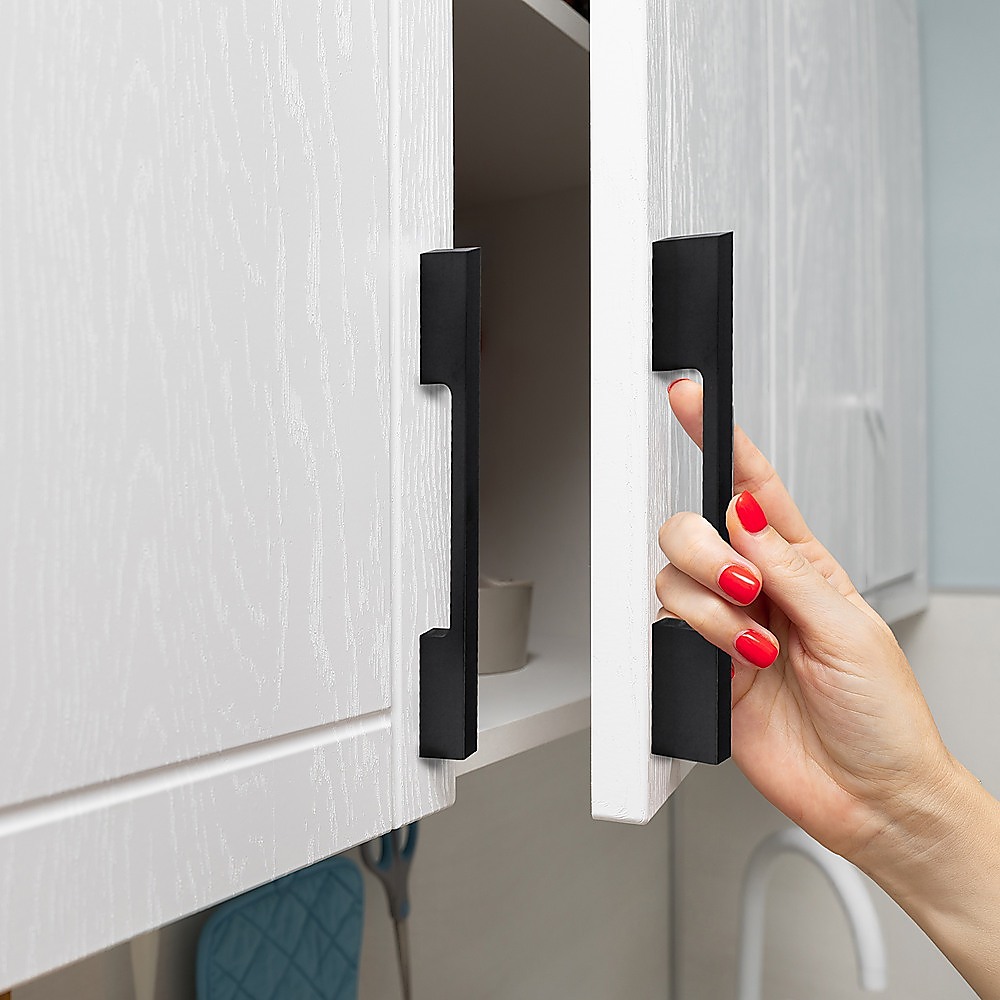 5 x 128mm Kitchen Handle Cabinet Cupboard Door Drawer Handles square Black furniture pulls โ image 2