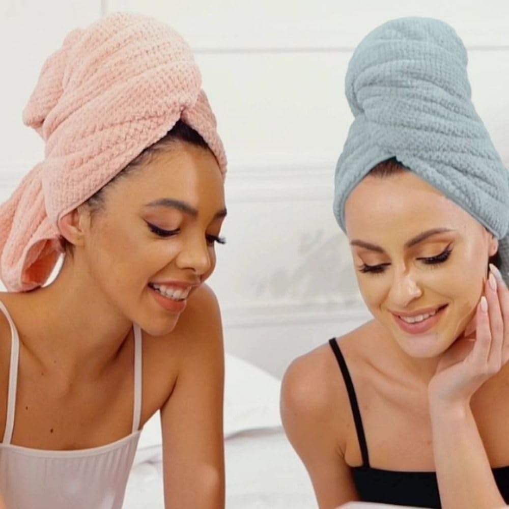 4 Pieces Microfibre Hair Towel Turban Set for Long and Thick Hair, Quick-Drying Anti-Frizz Wraps for Shower and Hair Care, XL — image 5