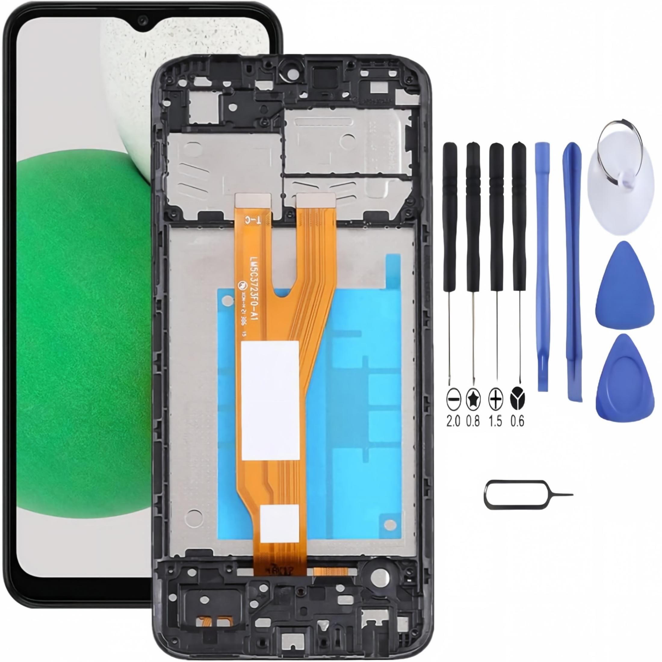 Samsung Galaxy A03 Screen Replacement with Frame, 6.5 Inch PLS TFT LCD Touch Digitizer, Complete Disassembly Repair Tool Kit for SM-A035F SM-A035M SM-A035U