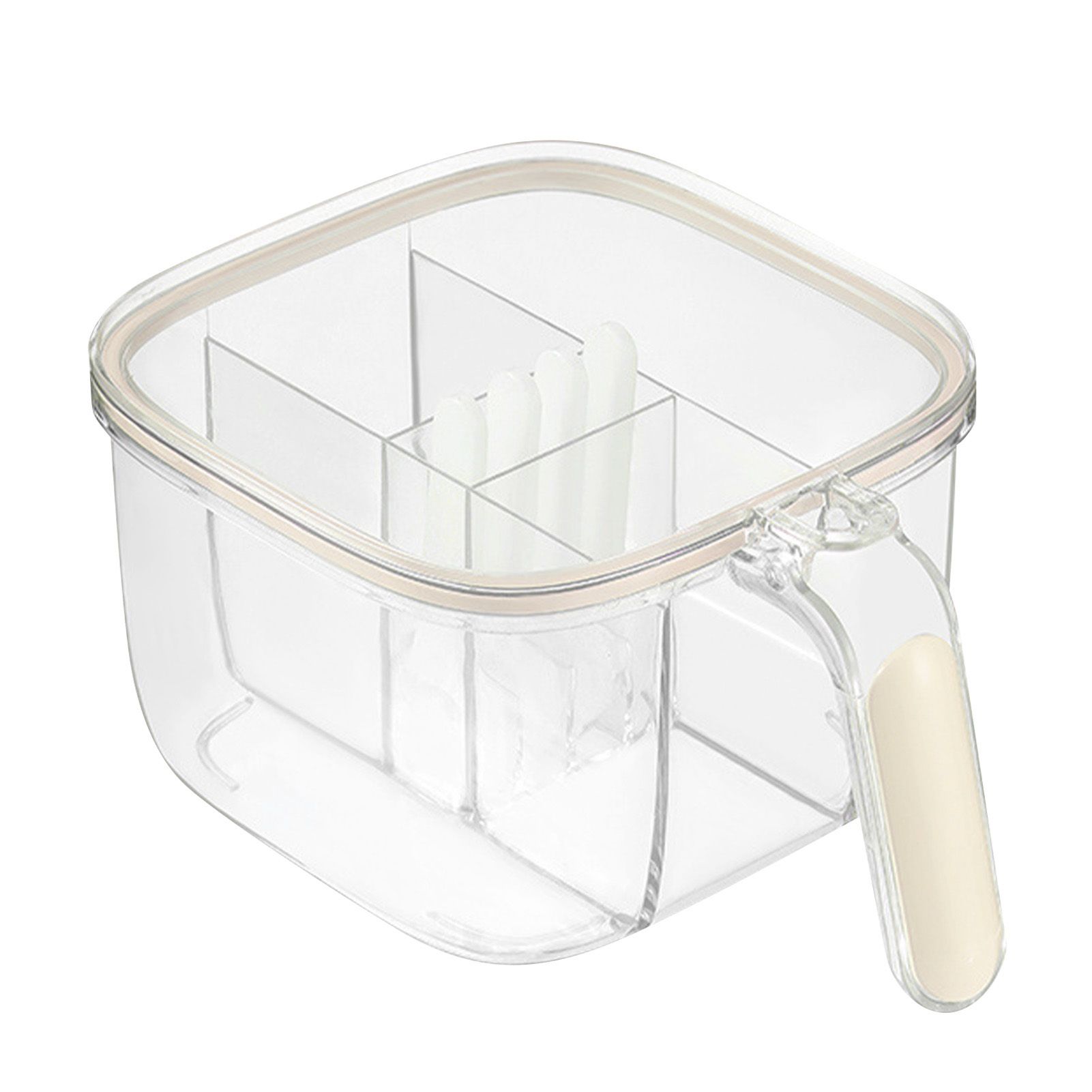 Seasoning Box 4 Compartments Transparent Window Strong PET Seasoning Jar with 4 Spoons for Home Kitchen Cooking Milk Yellow โ image 2