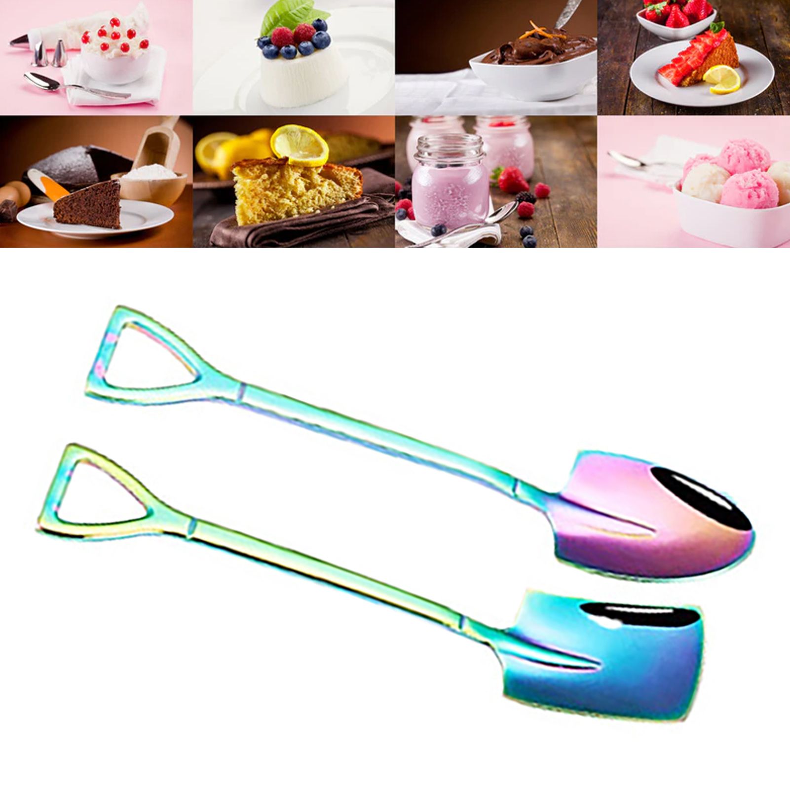 6Pcs Shovel Spoon Set 15cm Stainless Steel Square Shovel Spoon and Pointed Shovel Spoon Set for Home Outdoor Office Colorful โ image 6