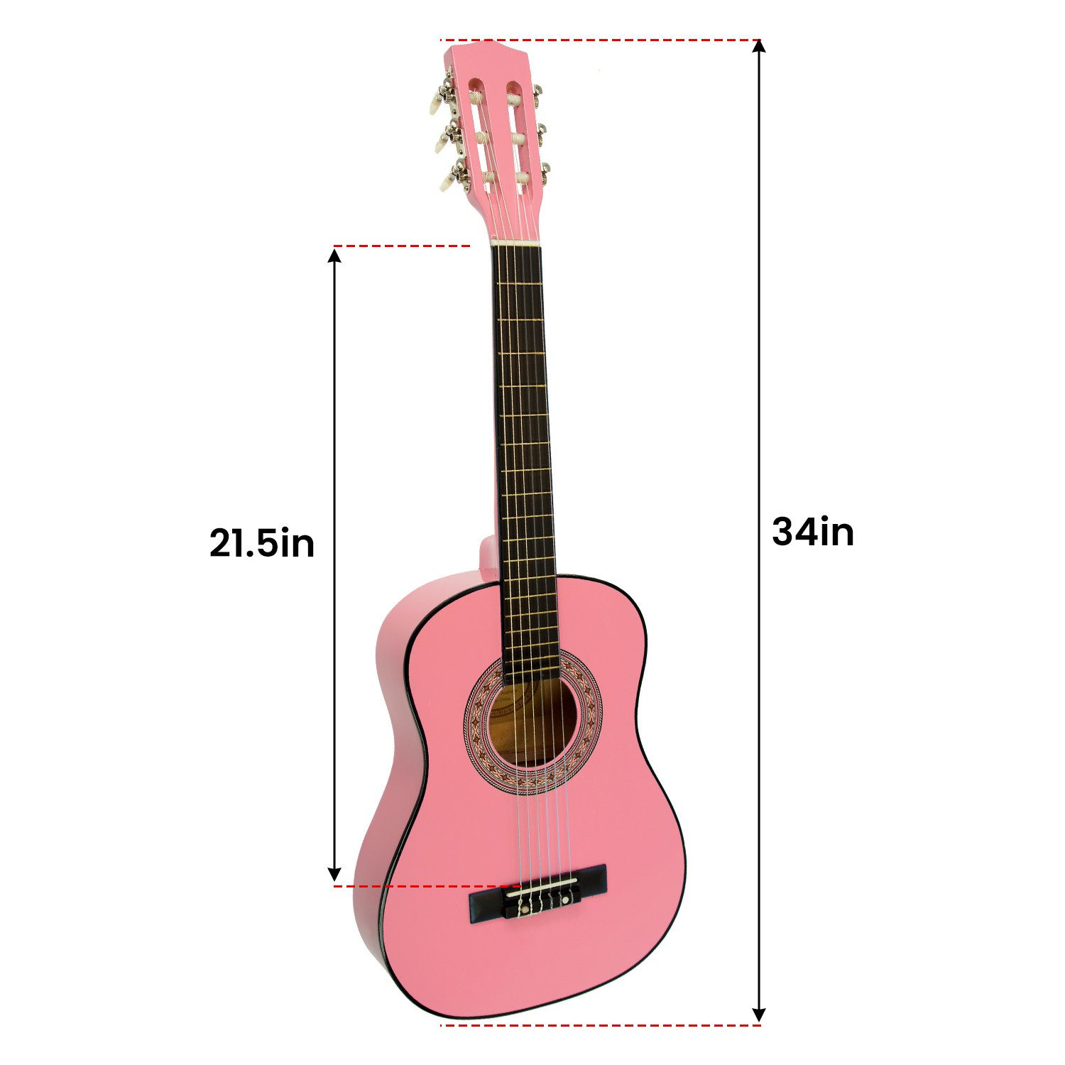 Karrera 34in Acoustic Wooden Childrens Guitar - Pink β image 3