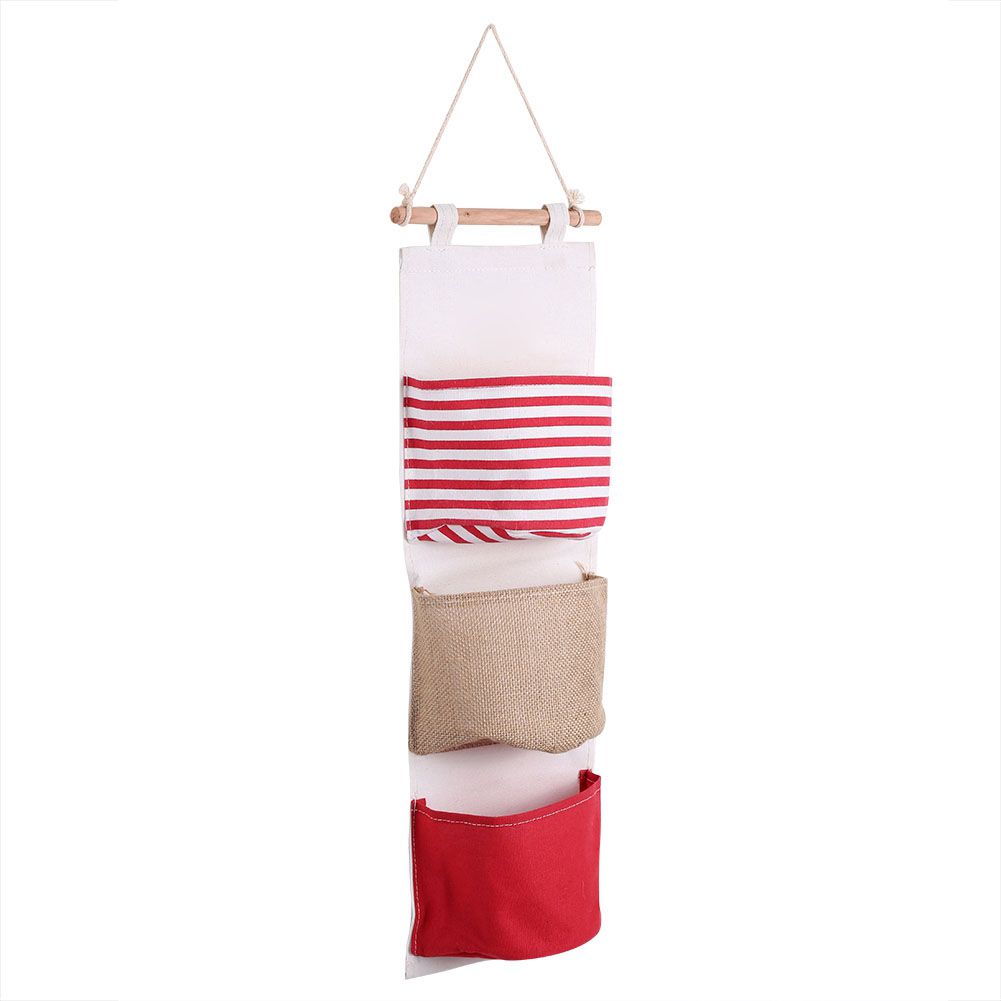 3Layer Linen Storage Bag Wardrobe Hanging Bag Wall Pouch Toys — image 4
