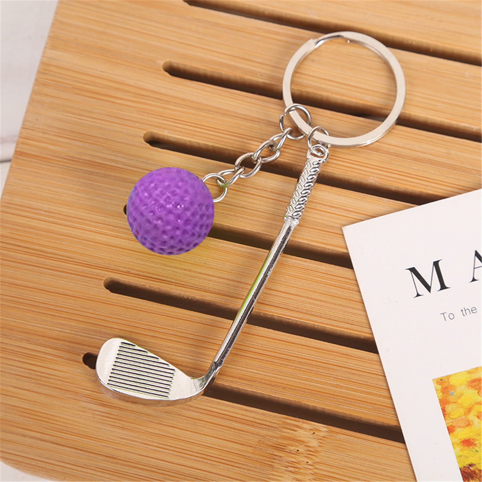Pendant, Hangs Promotion, Simulation Golf Keychain Bag Pendant Sports Supplies Ball Keychain Purple — image 3