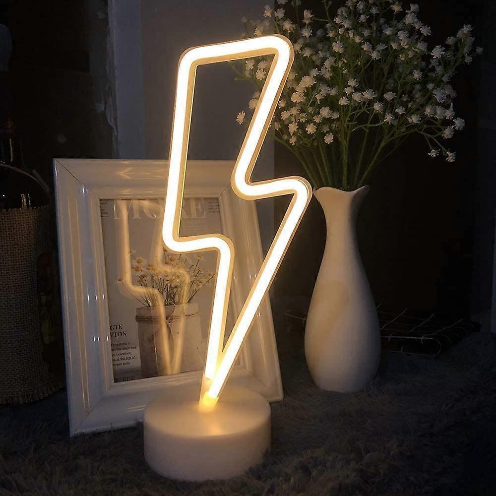 Led Lightning Bolt Neon Light Signs, Warm White Lightning Bolt Shape babies Night Light Wall Sign Light Battery Operated — image 5