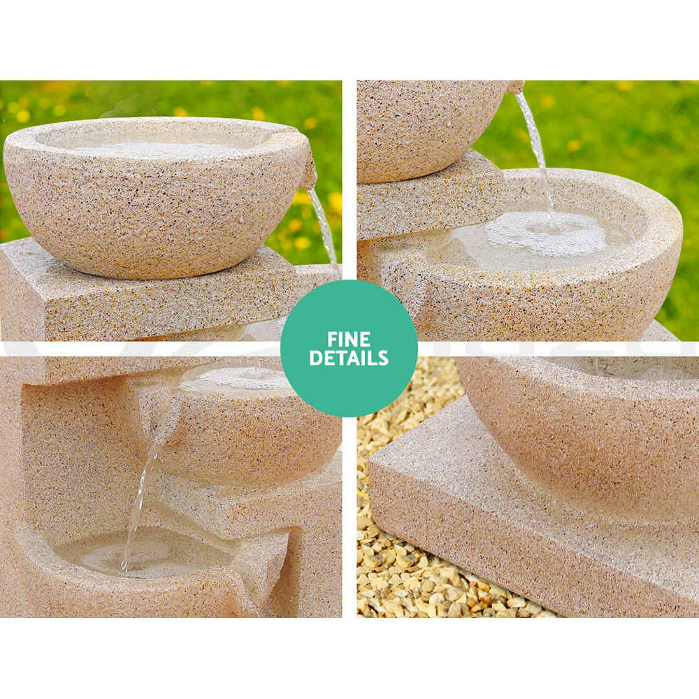 Gardeon Solar Water Feature Cascading Fountain 4-Tier Bowl LED Lights 72CM Sand โ image 5