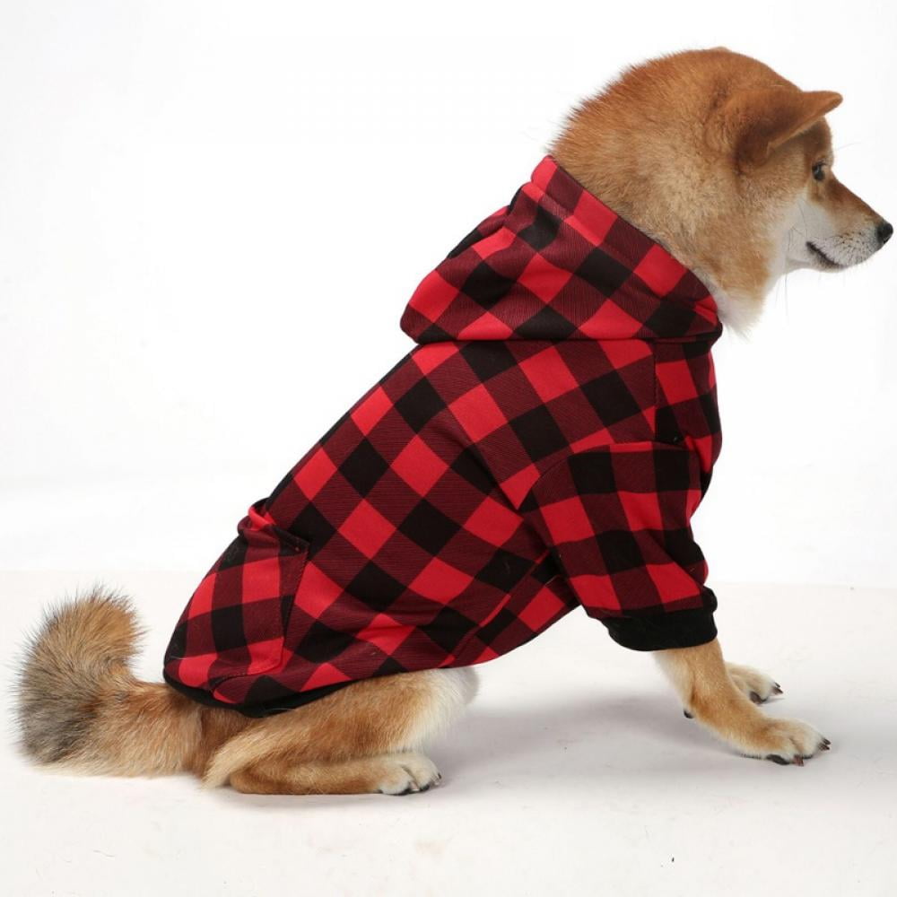 Big ! Pet Dog Plaid Hoodie Sweaters with Hat, Dog Warm Winter Dog Coat for Small Medium Large Dogs S — image 5