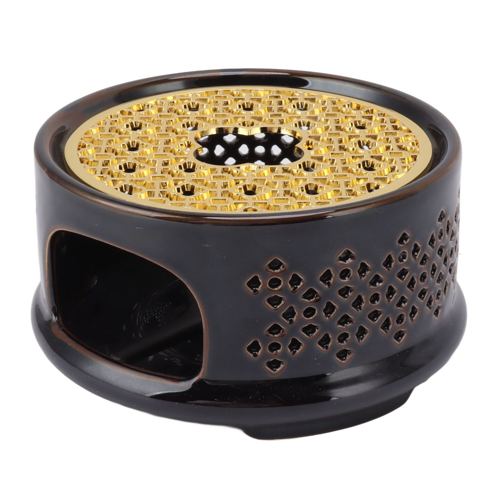 Teapot Warmer Tea Coffee Warmer Base Ceramic Heater with Spoon Lid and Candle Holder Brown โ image 4