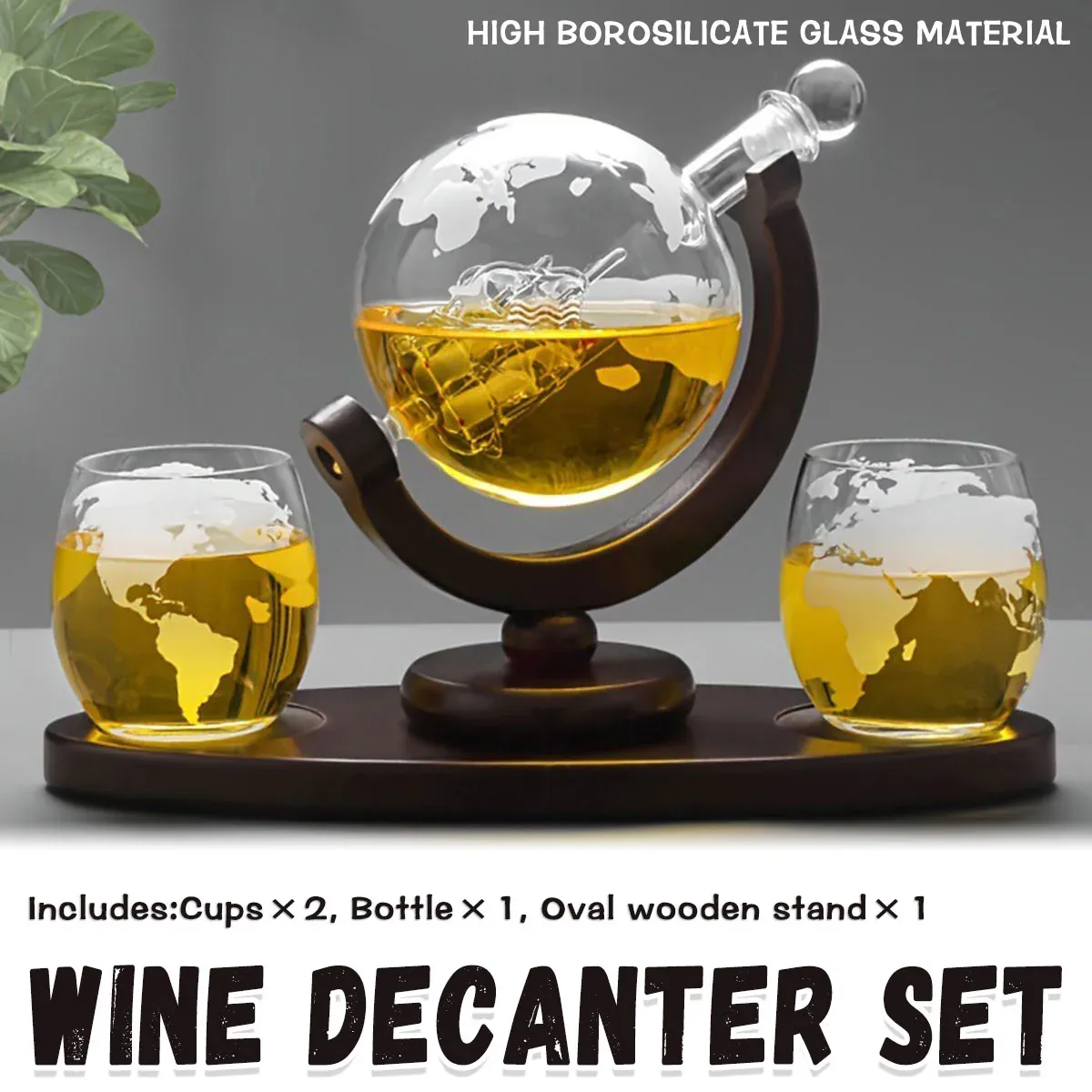 Globe Wine Decanter Glass Bottle Divider Whisky Liquor Dispenser For Home Bar