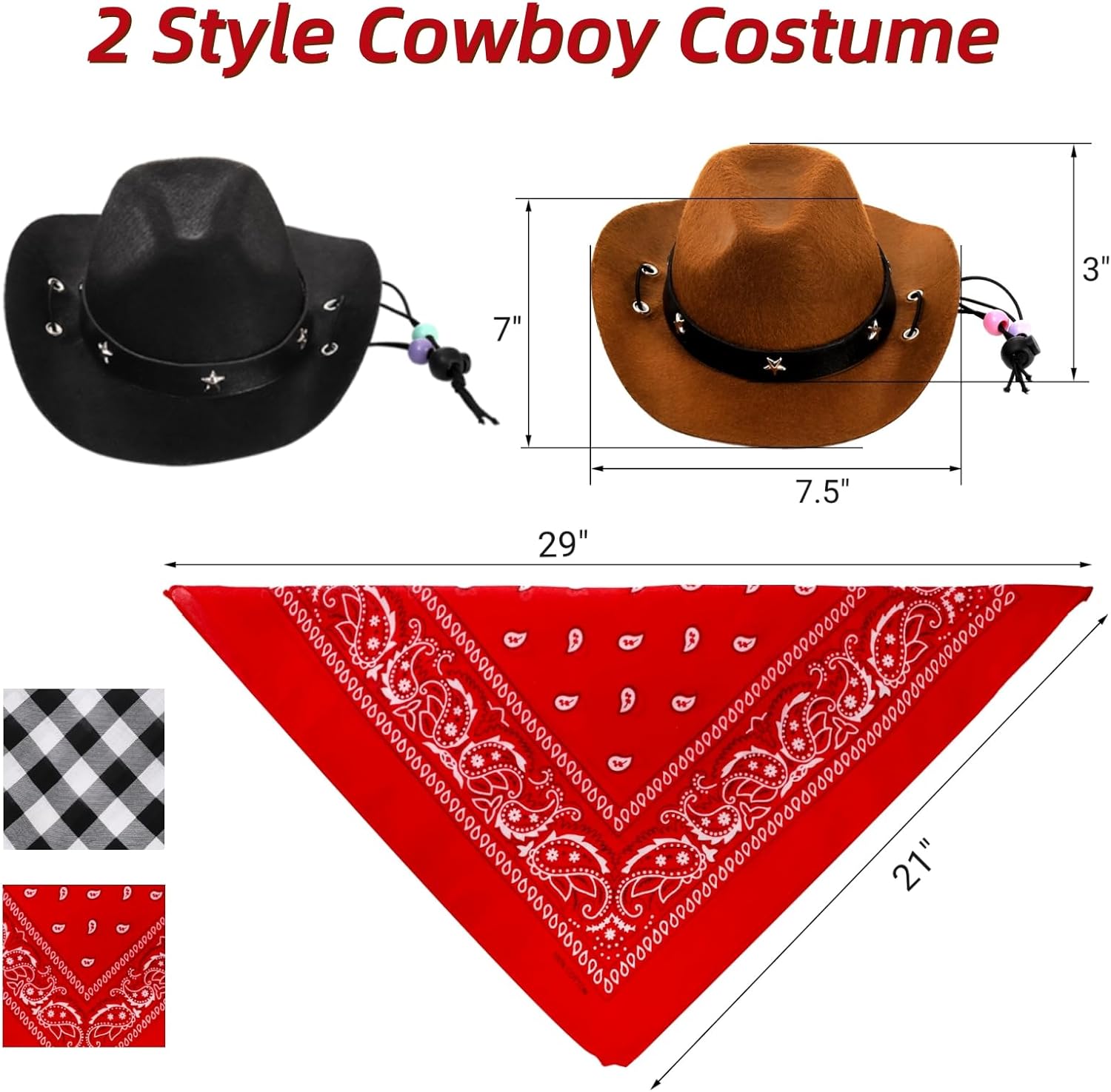 4 Pack Pet Cowboy Costume Accessories Set, 2 Pcs Hat and Bandana Scarf, Puppy Kitten Halloween Christmas Costume, West Party Cosplay Wearing for Cats Small โ image 2
