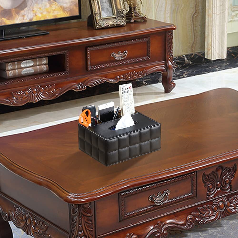 PU Leather Multifunction Rectangular Tissue Box Cover and Remote Control Caddy โ image 5