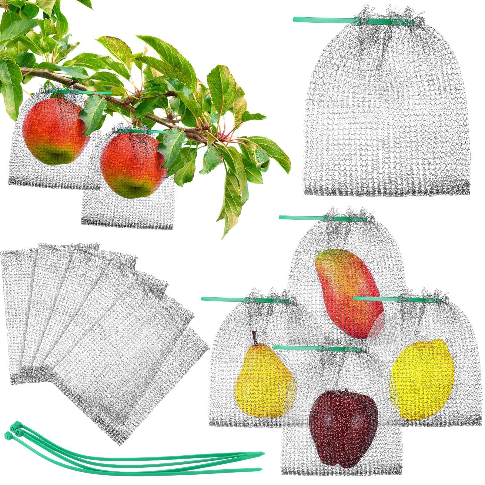 15 Pcs Fruit Protection Bags for Fruit Trees Stainless Steel Mesh Bags Bulk Netting Bags Reusable Barrier Bags with Ties