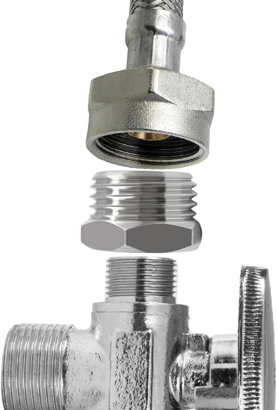 Stainless Water Line Adapter 3/8 Female to 1/2 NPT Male Reducer - Compression Fitting for Kitchen Bathroom Faucet Supply Hose, Stop Valve, Pipe Connector (Pack — image 3