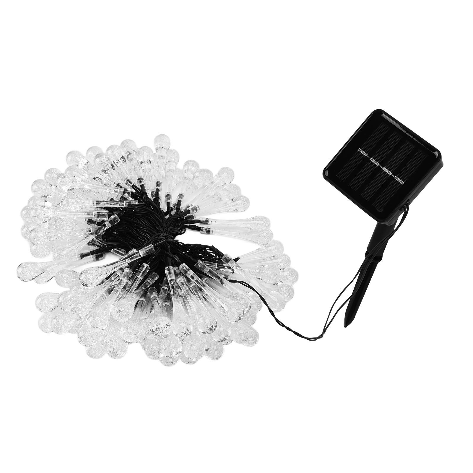 100LEDs String Lights Solar Powered Fairy Lamp 12m/39.3ft Waterproof Drop Shape for Patio Lawn Party DecorWarm Light — image 4