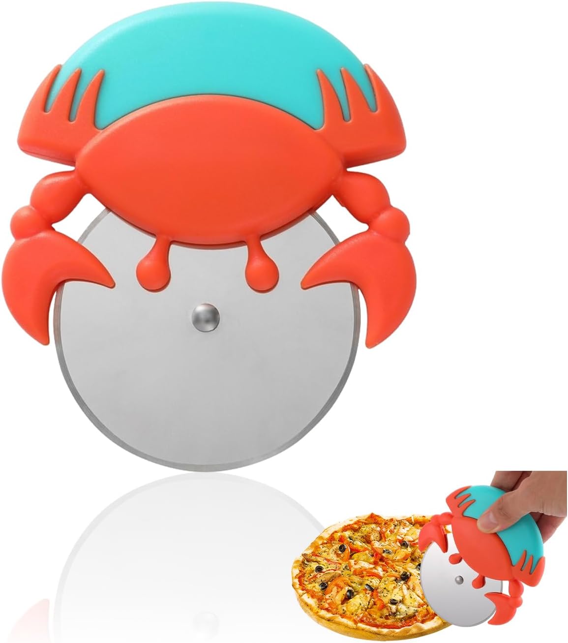 1 Piece Stainless Steel Pizza Cutter with Non-Slip Wheels Anti-Rust Easy Grip Sharp Blade for Effortless Cutting