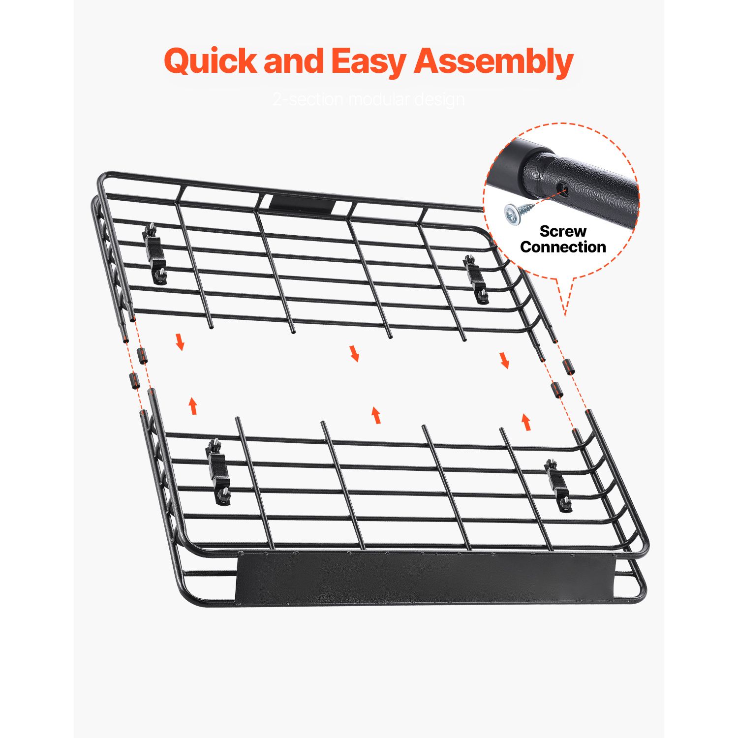 Roof Rack Cargo Carrier, 1095 × 1270 × 105 mm, Universal Rooftop Cargo Basket, Car Top Luggage Holder with 68 kg Max Load Capacity, 4.1 in Fence, Anti-Rust — image 5