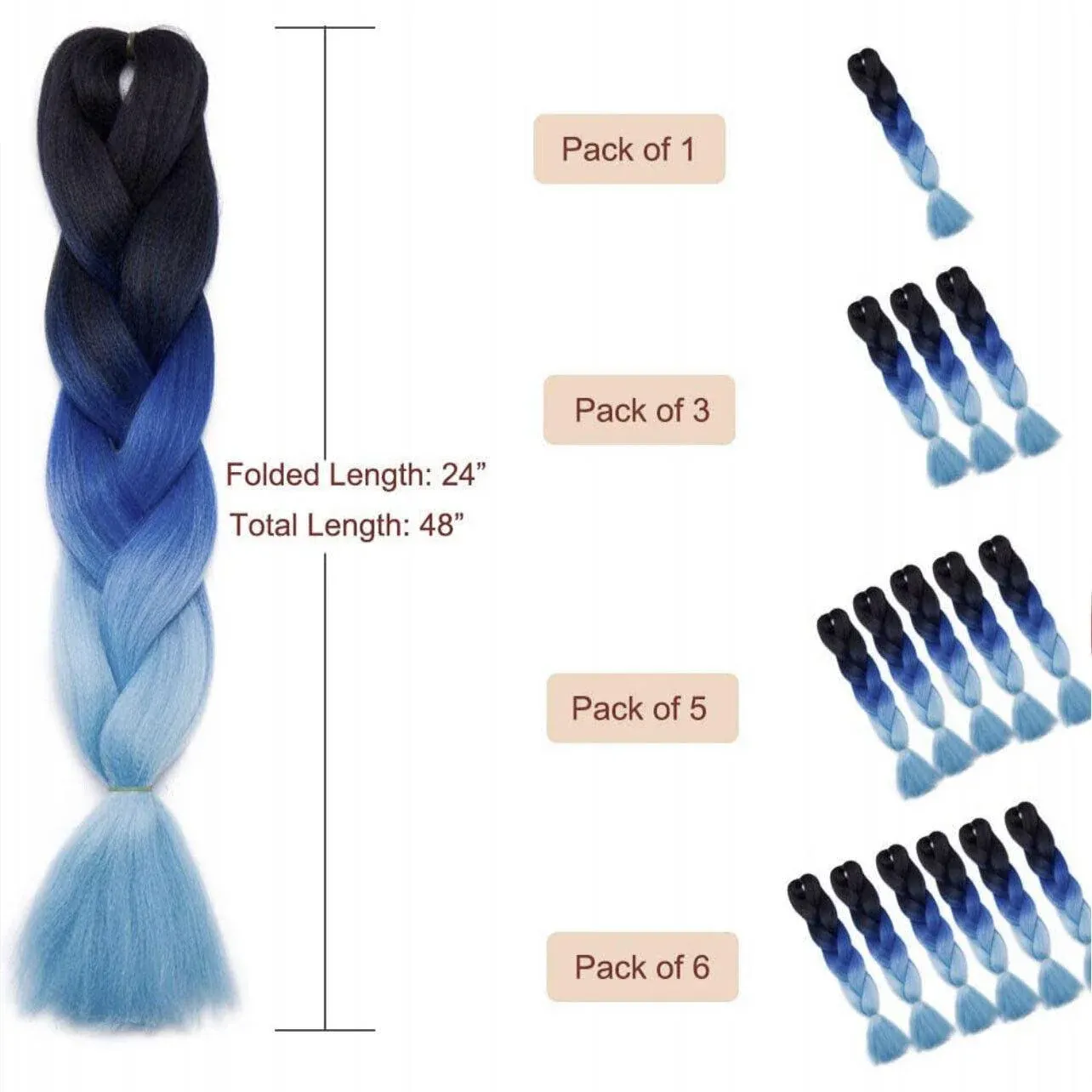 Coloured Jumbo Braiding Hair Extensions Braids Twist Hight Temperature Kanekalon - C1 — image 5