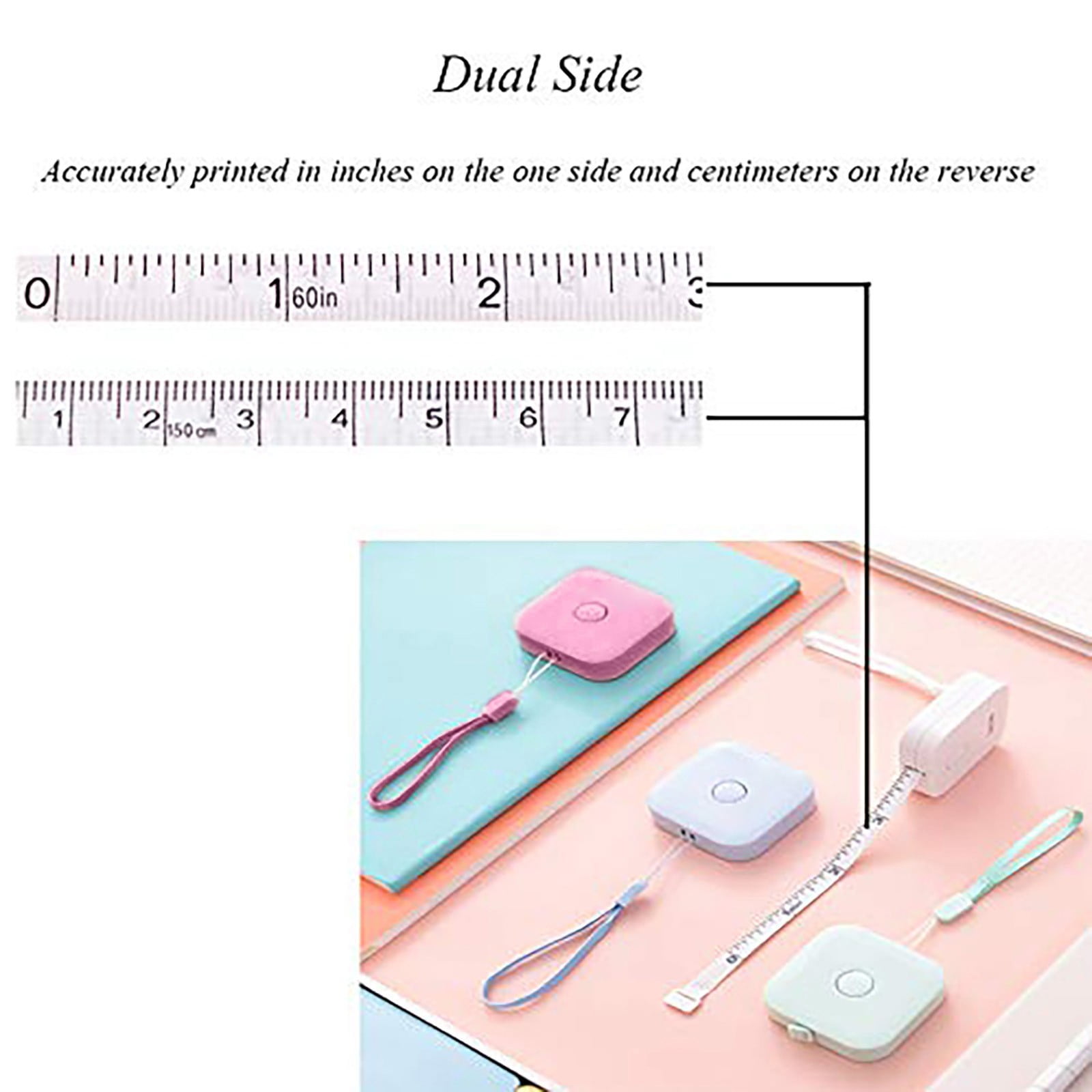 Soft Tape Measure Retractable Measuring for Body Fabric Sewing Tailor Cloth Knitting Craft,Weight Loss Measurements Retractable 60-inch 1.5 Meter,Small Push — image 5