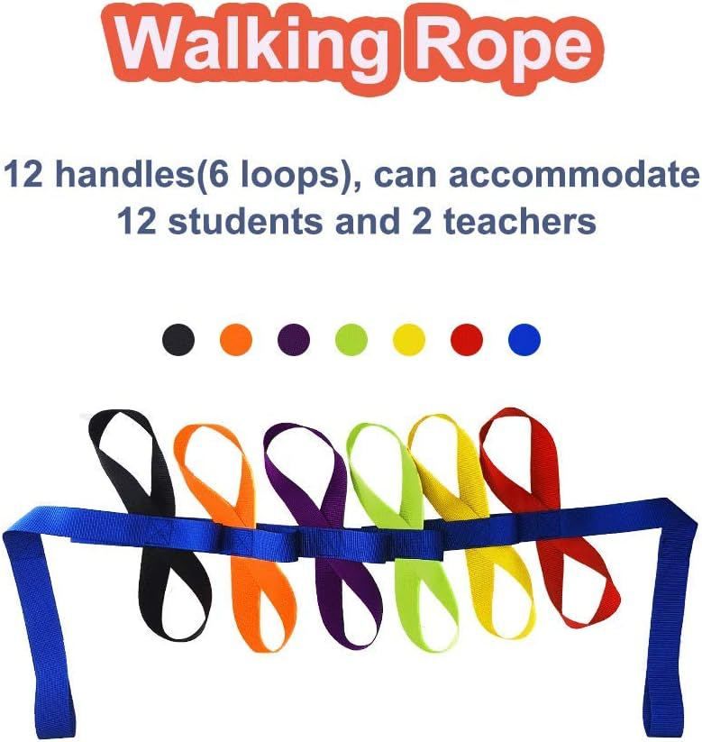 Walking Rope for Preschool Line Up Rope with Rings for Kids Toddlers to Walk Together Safety Daycare Leash Straps with Handles — image 2