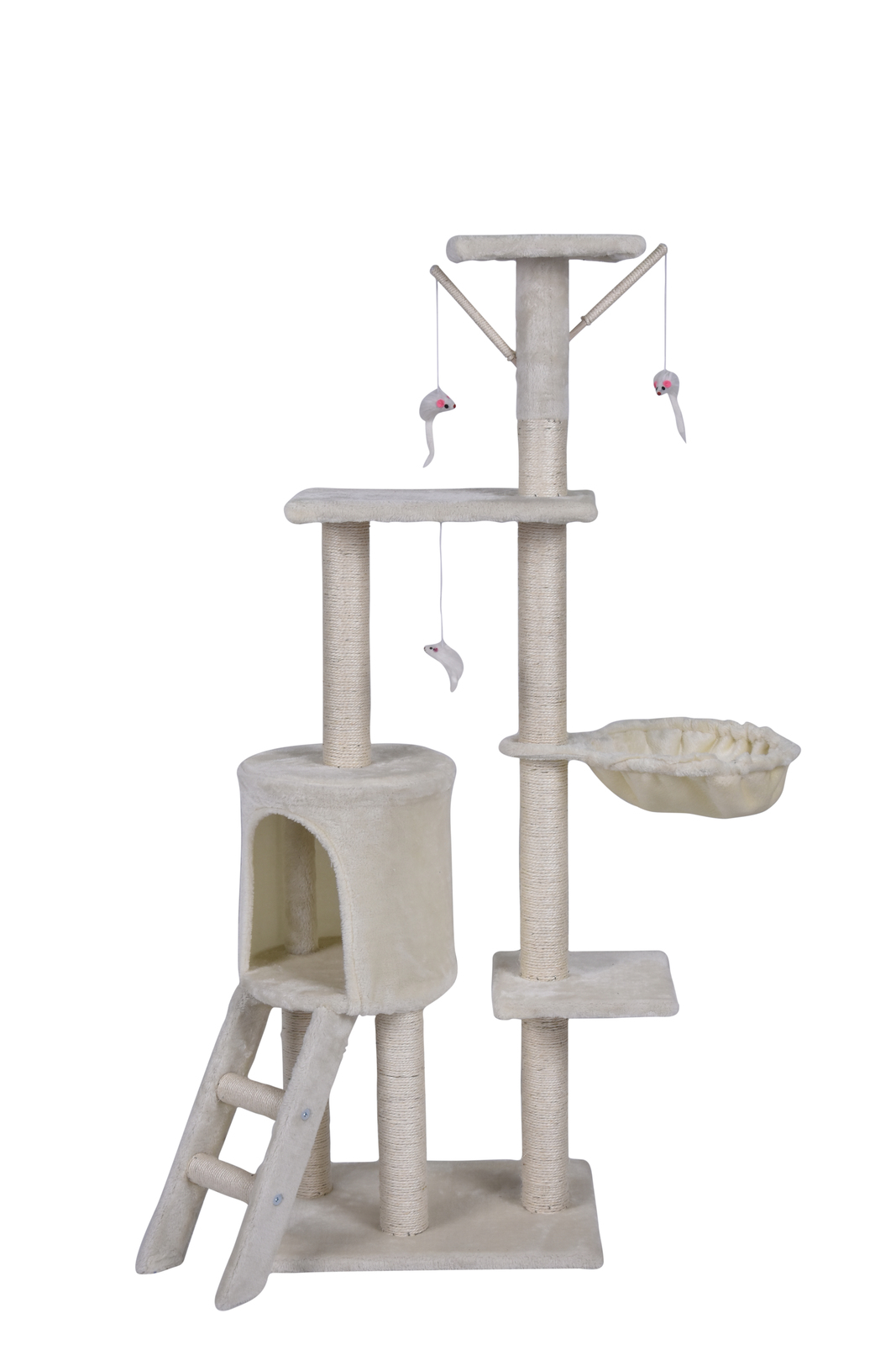 YES4PETS 138cm Cat Scratching Post Tree Post House Tower with Ladder-Beige โ image 3