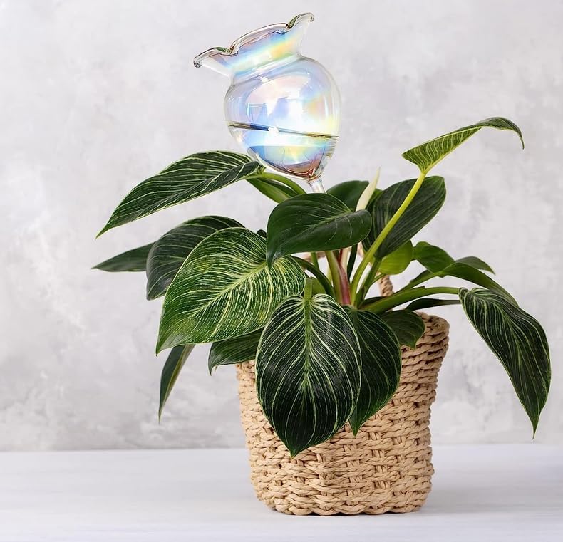 Plant Watering Balls Self-Watering Spikes Hand-Blown Laser Colorful Glass Plant Watering Balls Devices for Indoor & Outdoor Fill from Top 2 Stripe Flower Shape โ image 4