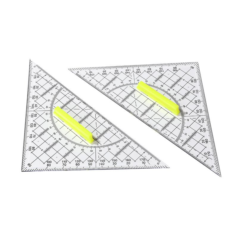 Triangular Ruler for Crafts -Triangular Geometry School Ruler Drawing Tools, Drawing Tool with Clear Protractor for Geometry(2pcs)